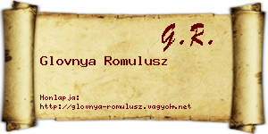 Glovnya Romulusz névjegykártya